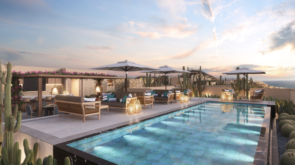 The rooftop pool at a penthouse in St. Regis Los Cabos
